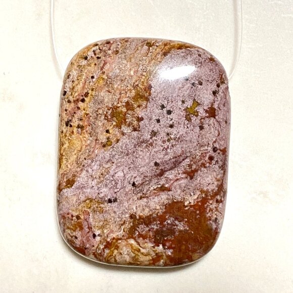 Natural Purple Brown Ocean Jasper Pendant, Large Rectangular Genuine Gemstone - Picture 8 of 12